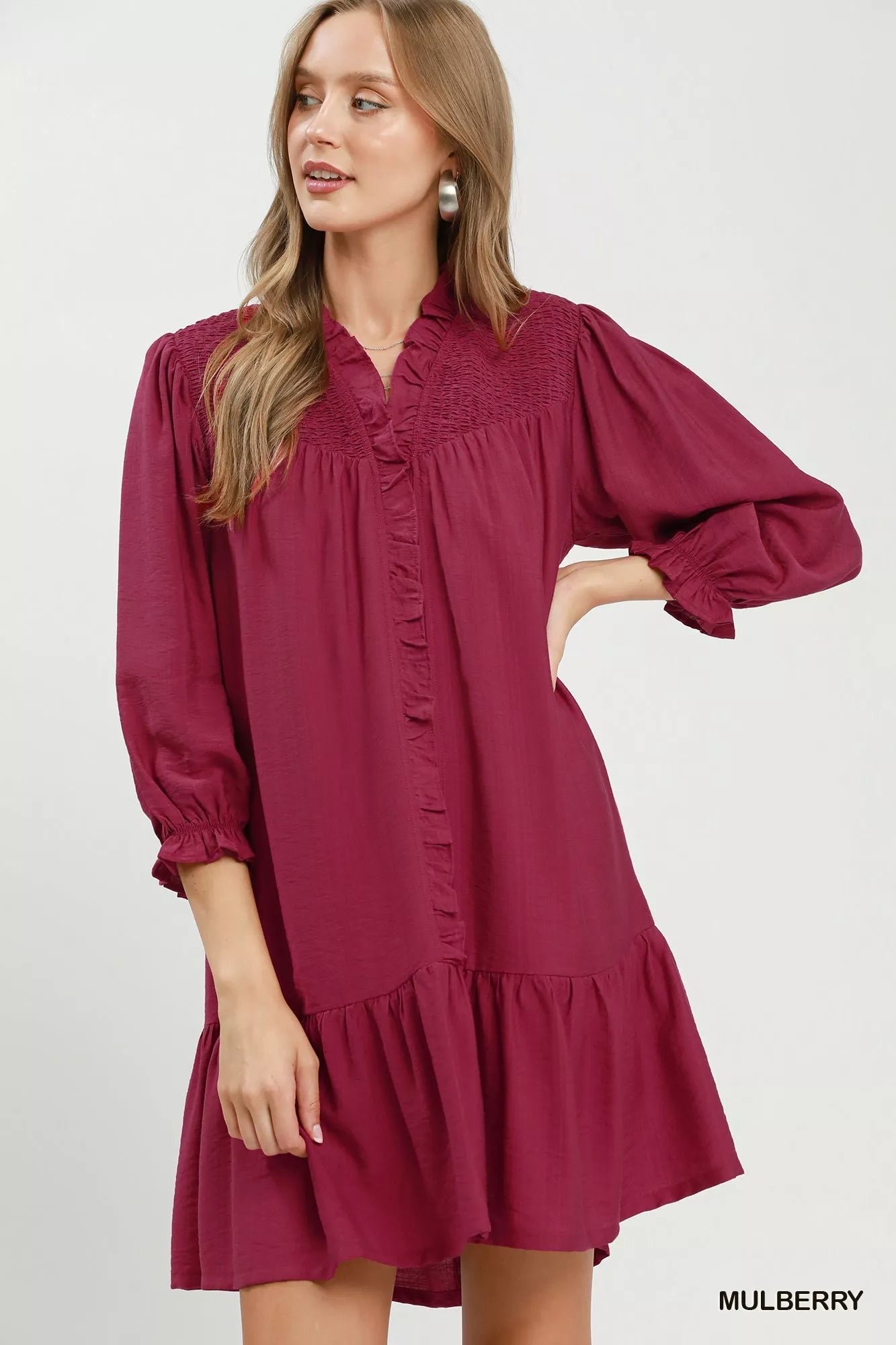 Umgee Smocked Ruffle Detail Tiered Mini Dress 25e7f5a8-543a-4362-955d-c37b3fdabcf5-Max-Origin