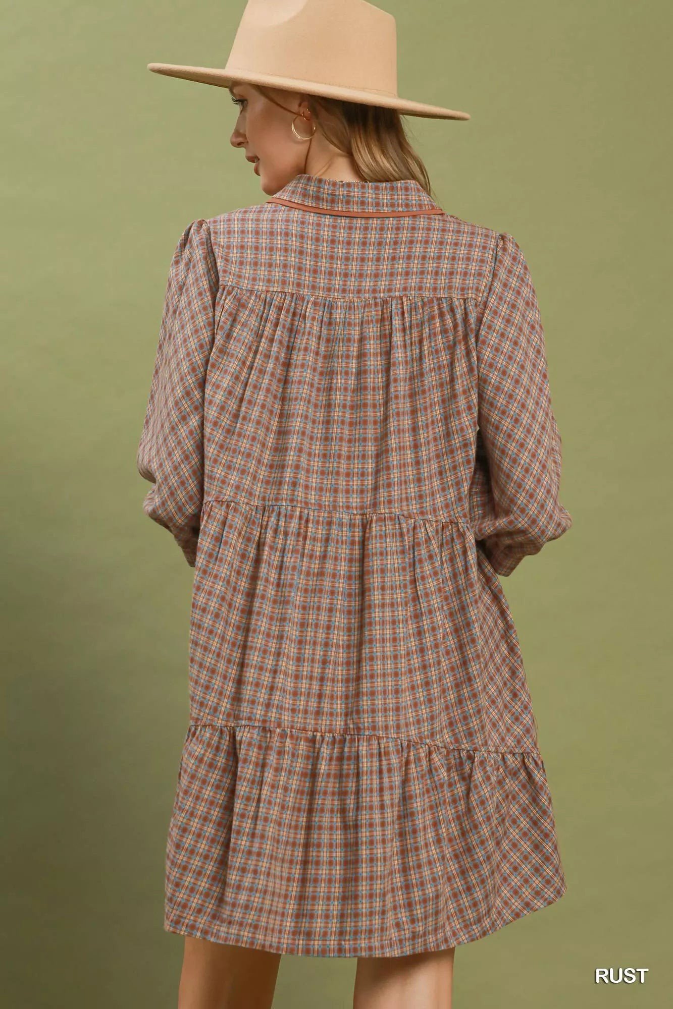 Umgee Plaid Button Down Oversized Shirt Dress d4d45053-d8e8-4664-a647-96106bfb71f6-Max-Origin