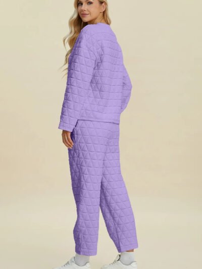 Double Take Full Size Texture Round Neck Long Sleeve Top and Pants Set 26ecc5a6-af96-48c2-8ee6-15df7dcefa2f-Max
