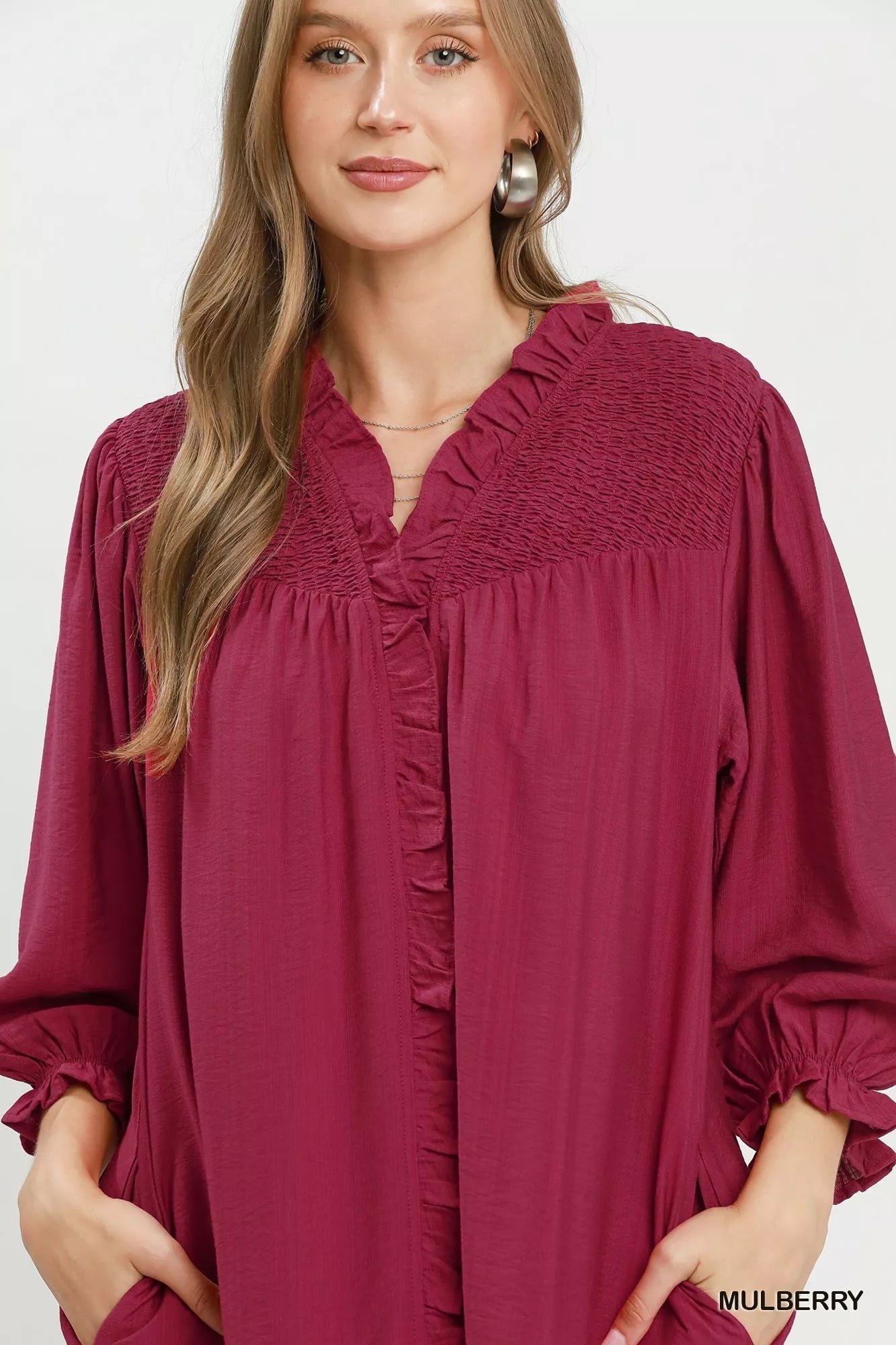 Umgee Smocked Ruffle Detail Tiered Mini Dress 27f302c1-953c-4e76-a0a1-3454d18a9803-Max-Origin