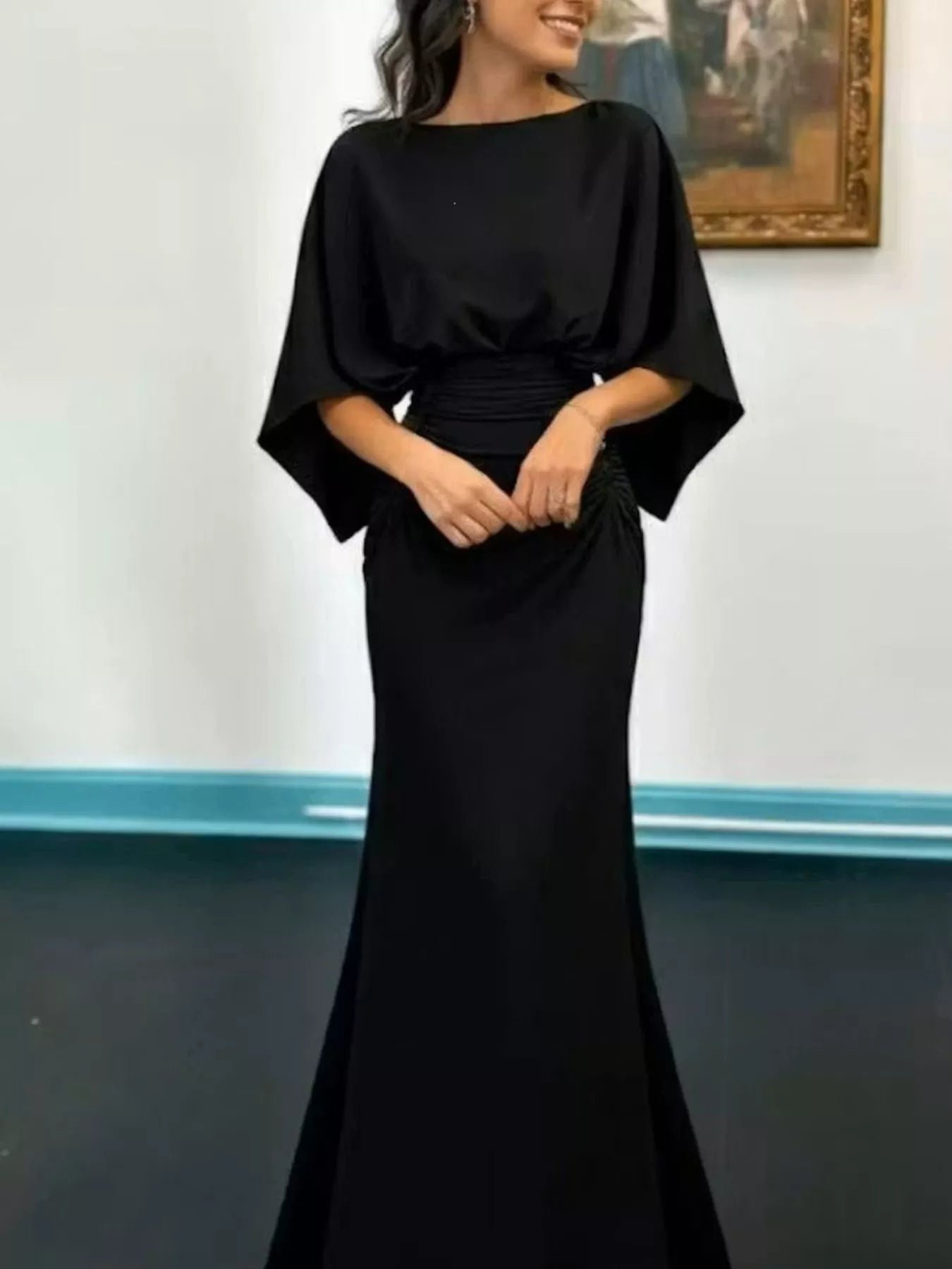 Batwing Sleeve Ruched Maxi Dress 292e2860-7af6-400b-b6de-6946aad79400-Max-Origin