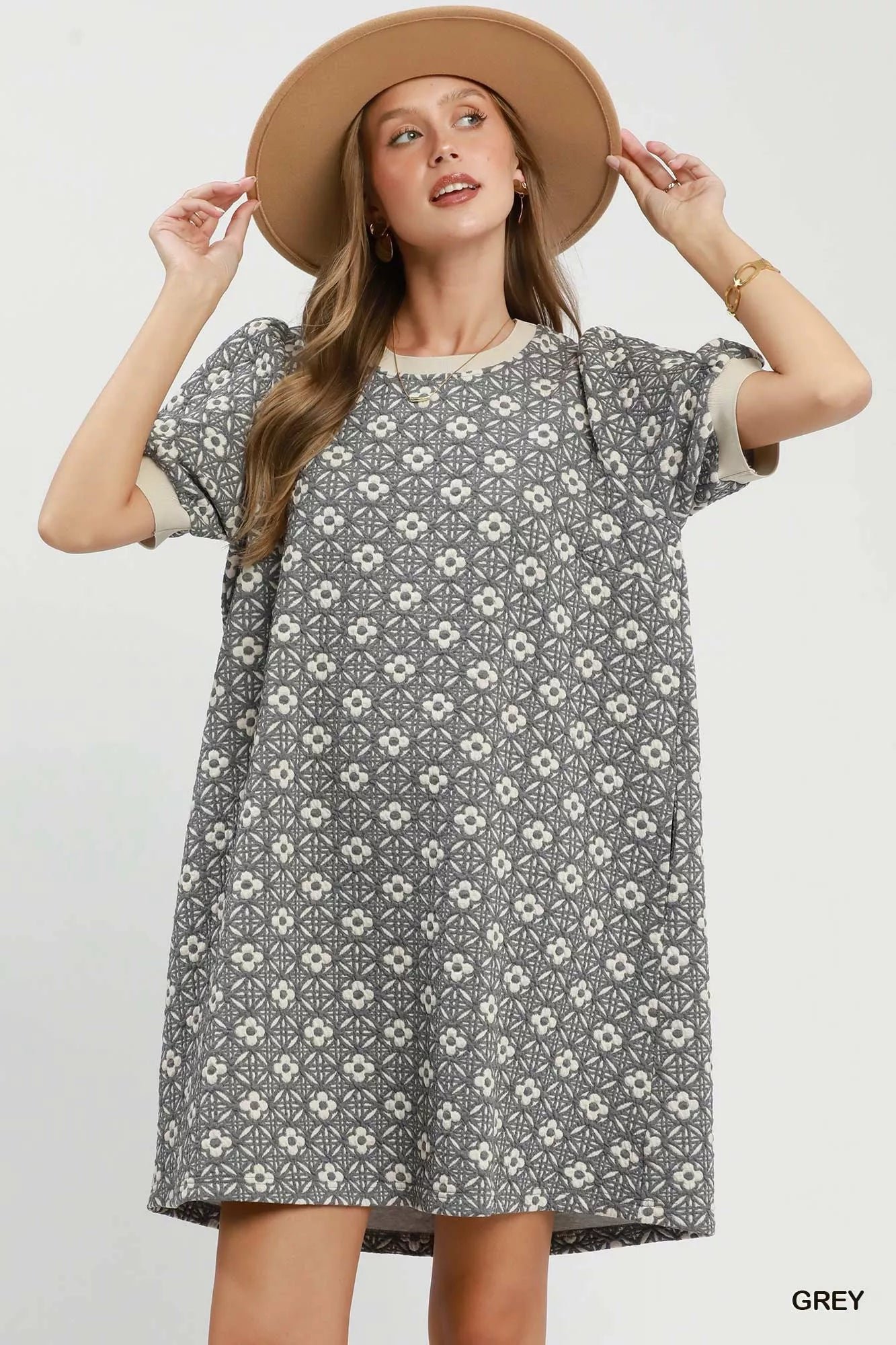 Umgee Floral Textured Puff Sleeve Mini Dress 2989ebc7-0ed4-4184-bc35-f590eca8cfde-Max-Origin
