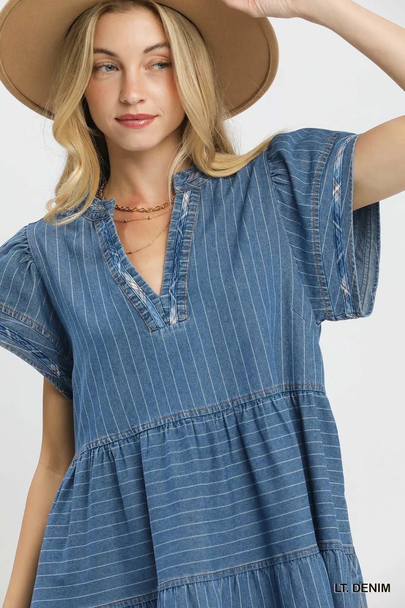 Umgee Chambray Tiered Babydoll Dress 2bfbea25-bc51-495a-81a2-54569e2d9559-Max-Origin