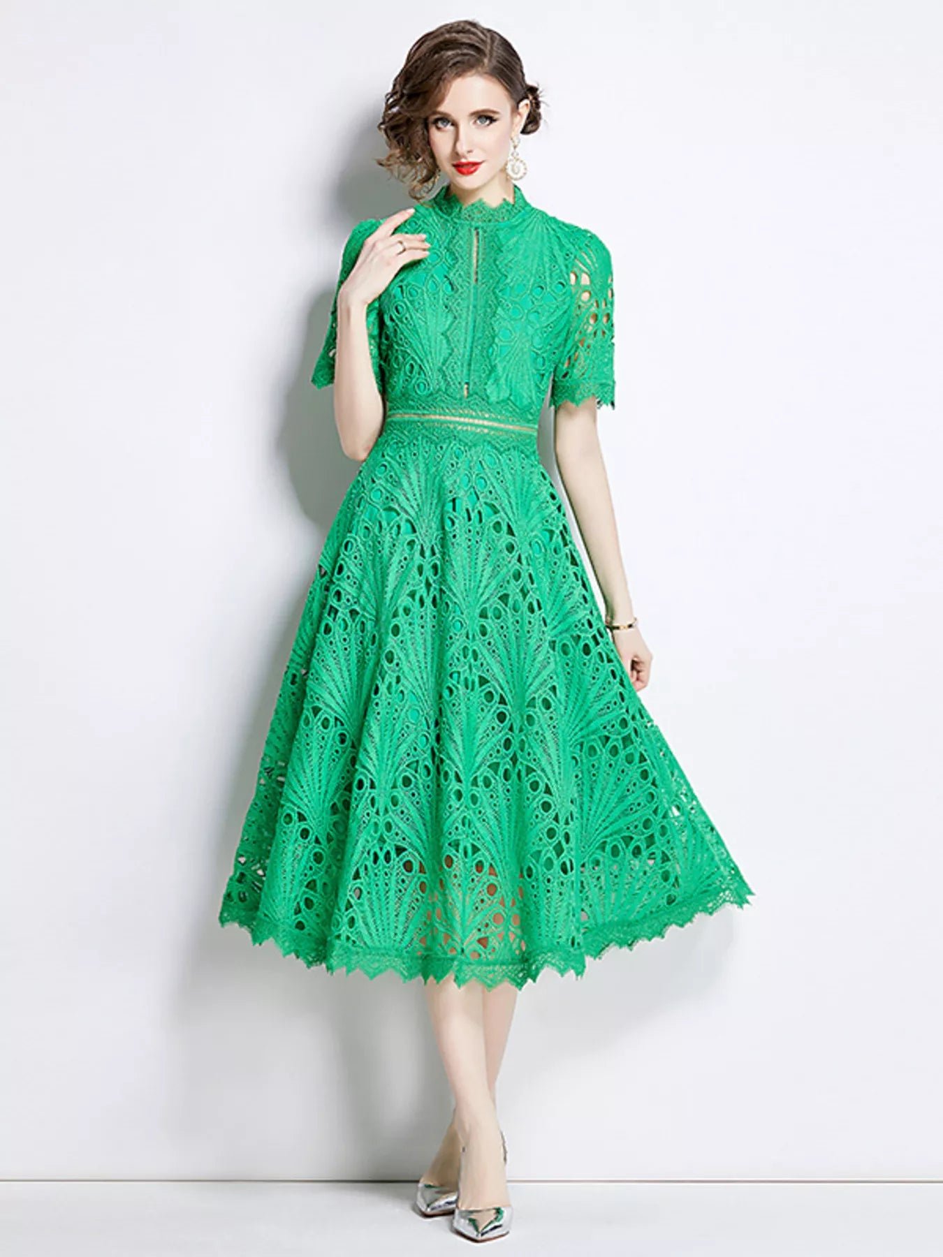 Full Size Lace Short Sleeve Midi Dress Plus Size 2c0400c3d7624ca390659af1159a814a-Max-Origin