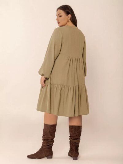 Plus Size Tie Neck Balloon Sleeve Dress 2c7a8538-b4c8-4993-8cdb-dffe4893c3af-Max-Origin