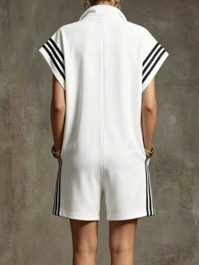 Striped Zip Front Short Sleeve Romper 2d74e267-1bd3-4d37-a419-2dae39d3ff33-Max-Origin