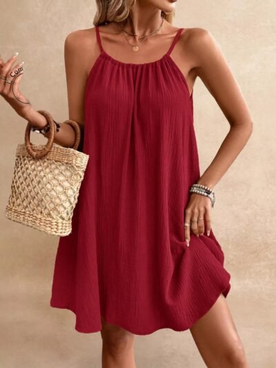Casual Spaghetti Strap Gauze Dress 2ec29333353c46c2944ba479421e9ef9-Max-Origin