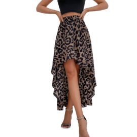 Irregular leopard print skirt