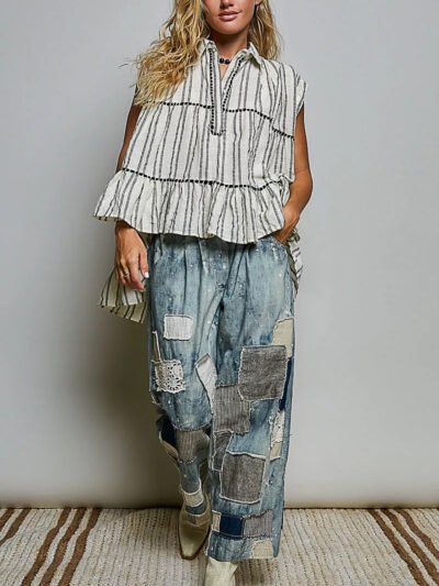 POL Striped Ruffle Collared Sleeveless Cotton Top 3304a91d-ad06-4604-a9a3-919a1aa20f2a-Max-Origin