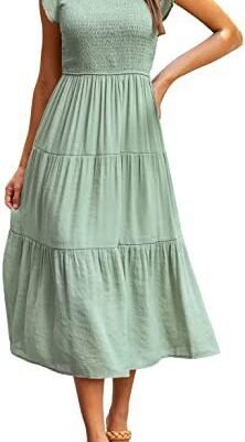 Gathered Layered Short Sleeve Swing Dress Gathered Layered Short Sleeve Swing Dress