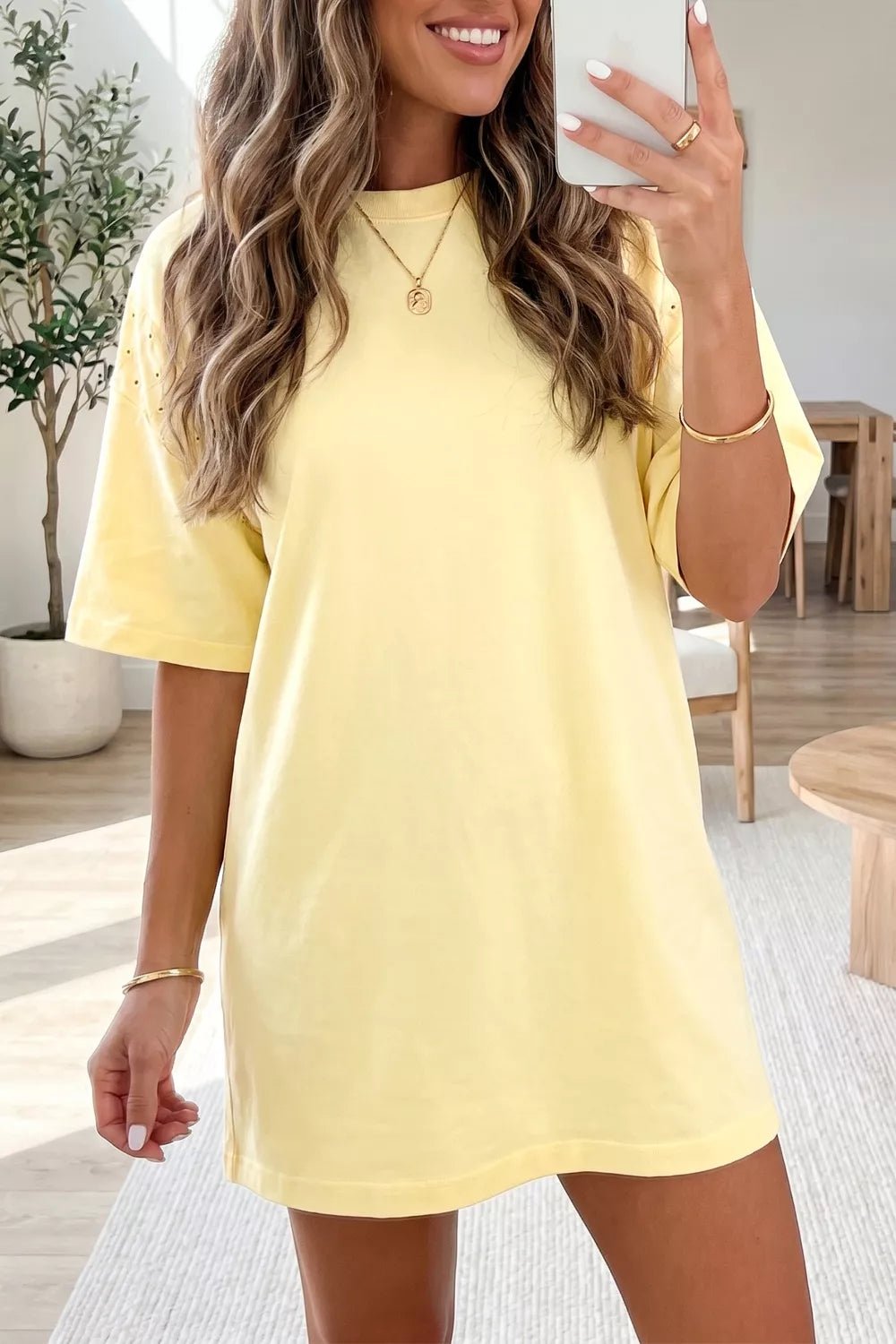 Round Neck Half Sleeve T-Shirt Dress 3529c928-0640-4b88-8e54-242198e81fda-Max-Origin