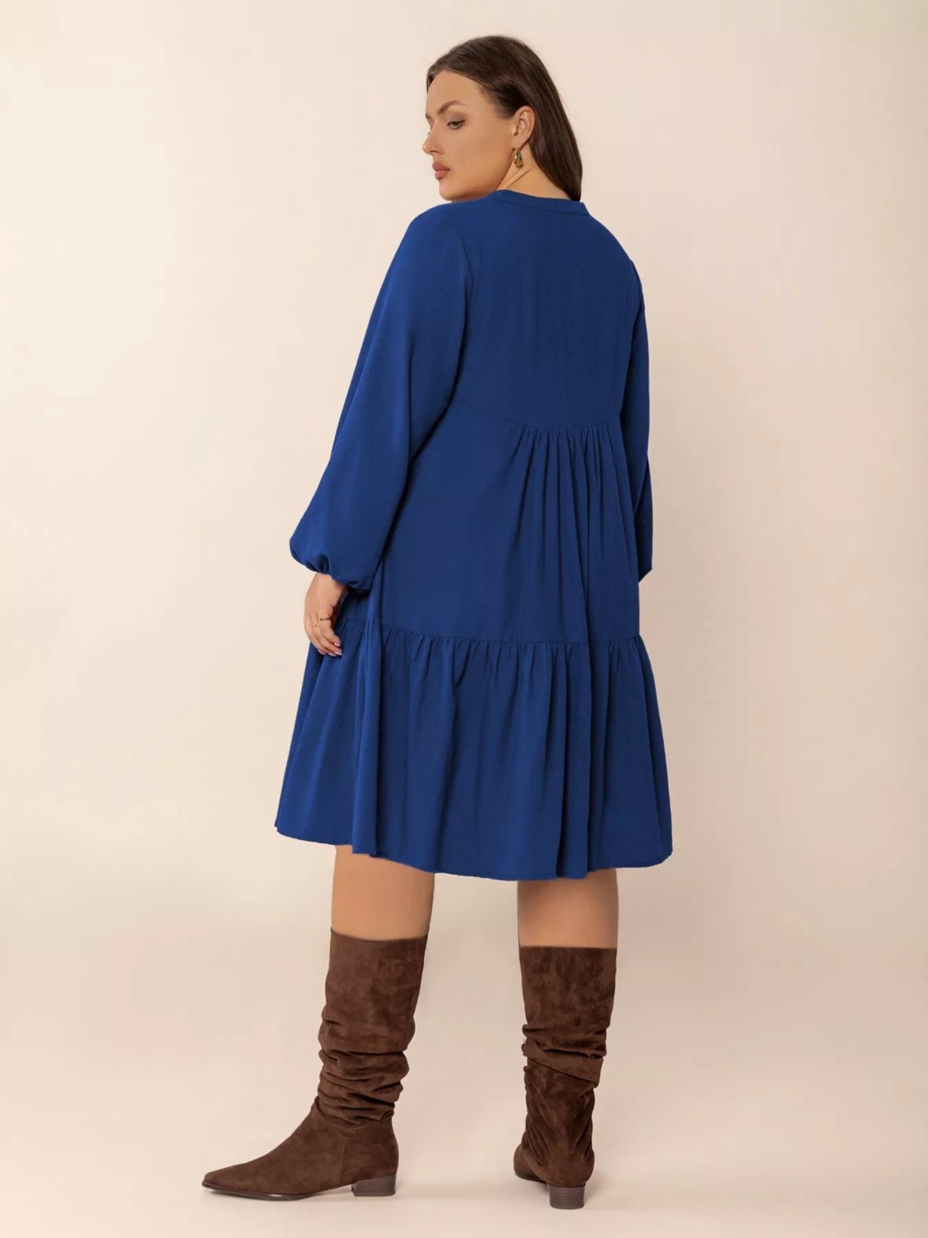 Plus Size Tie Neck Balloon Sleeve Dress 36c5cde1-9026-4dac-8152-4b5e2143be34-Max-Origin