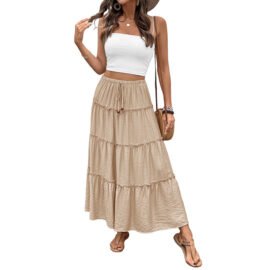 European and American elastic skirt casual long skirt