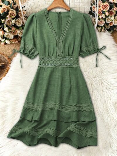 Lace Detail V-Neck Mini Dress 3dc809bb-74a3-41ff-aa96-b40c82475ab8-Max-Origin