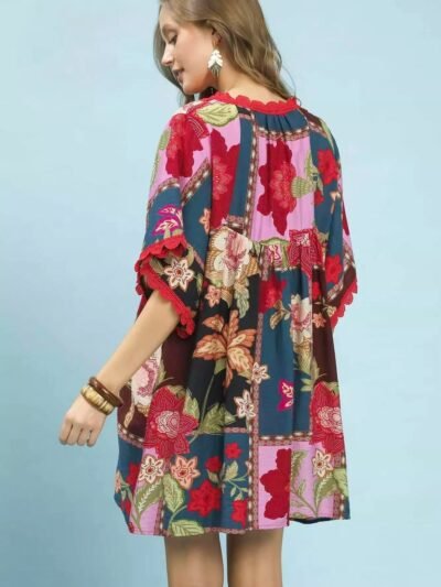 Umgee Abstract Print V-Neck Mini Dress 296a8102-6913-4ad4-91bc-d2d3f8e10fb6-Max-Origin