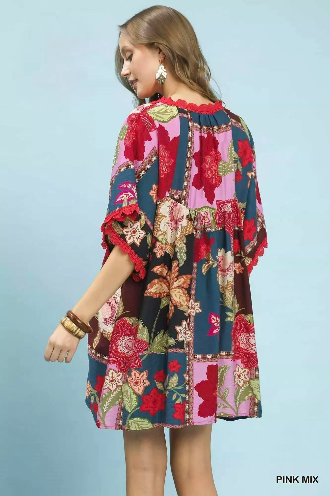 Umgee Abstract Print V-Neck Mini Dress 296a8102-6913-4ad4-91bc-d2d3f8e10fb6-Max-Origin