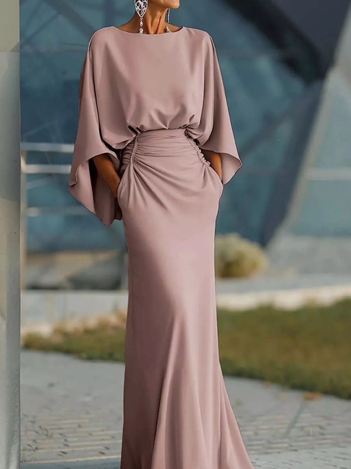 Batwing Sleeve Ruched Maxi Dress 3eddac99-1c70-4be9-a7ec-cf3683050138-Max-Origin