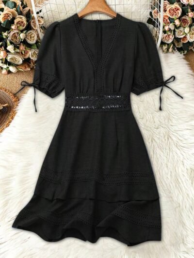 Lace Detail V-Neck Mini Dress 4039c9ce-d675-4a21-afcd-ed0c69ad6ed7-Max-Origin