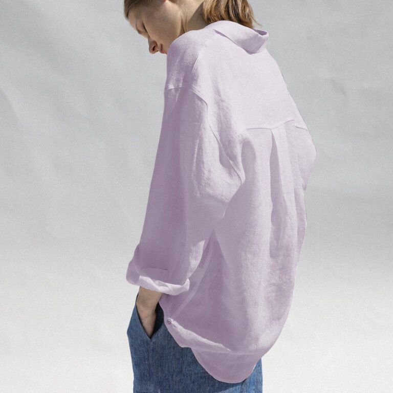 Niche Design Pure Linen Shirt Turn-down Collar Coat Women Niche Design Pure Linen Shirt Turn-down Collar Coat Women