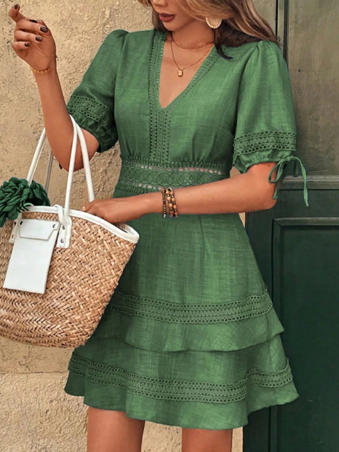 Lace Detail V-Neck Mini Dress 43175ce1-1b94-46ea-ae62-72137eb673c2-Max-Origin