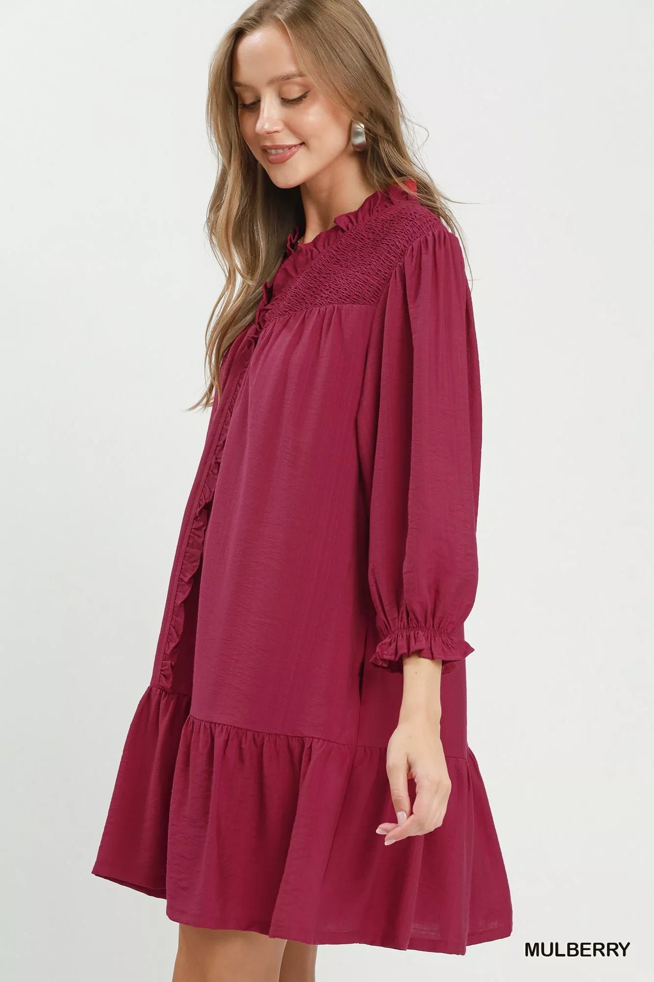 Umgee Smocked Ruffle Detail Tiered Mini Dress 43d5083a-7fa1-4c75-9ce0-dd582e2bea9e-Max-Origin