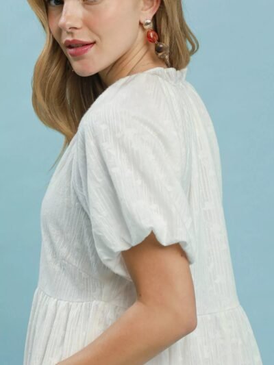 Umgee Jacquard Puff Sleeve Mini Dress 442a9d5f-be73-47c0-a4a7-86e9c3435d3d-Max-Origin