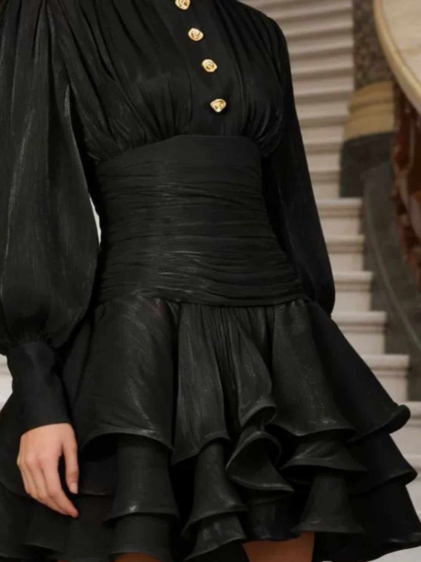 Ruffled Layered Lantern Sleeve Mini Dress 446548cc-2554-4667-b769-01e4a13a8ec4-Max