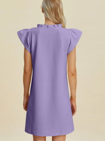 Double Take Full Size Ruffled V-Neck Cap Sleeve Dress 4a6646b4-56b1-4386-ab02-b8e2ca1ee306-Max