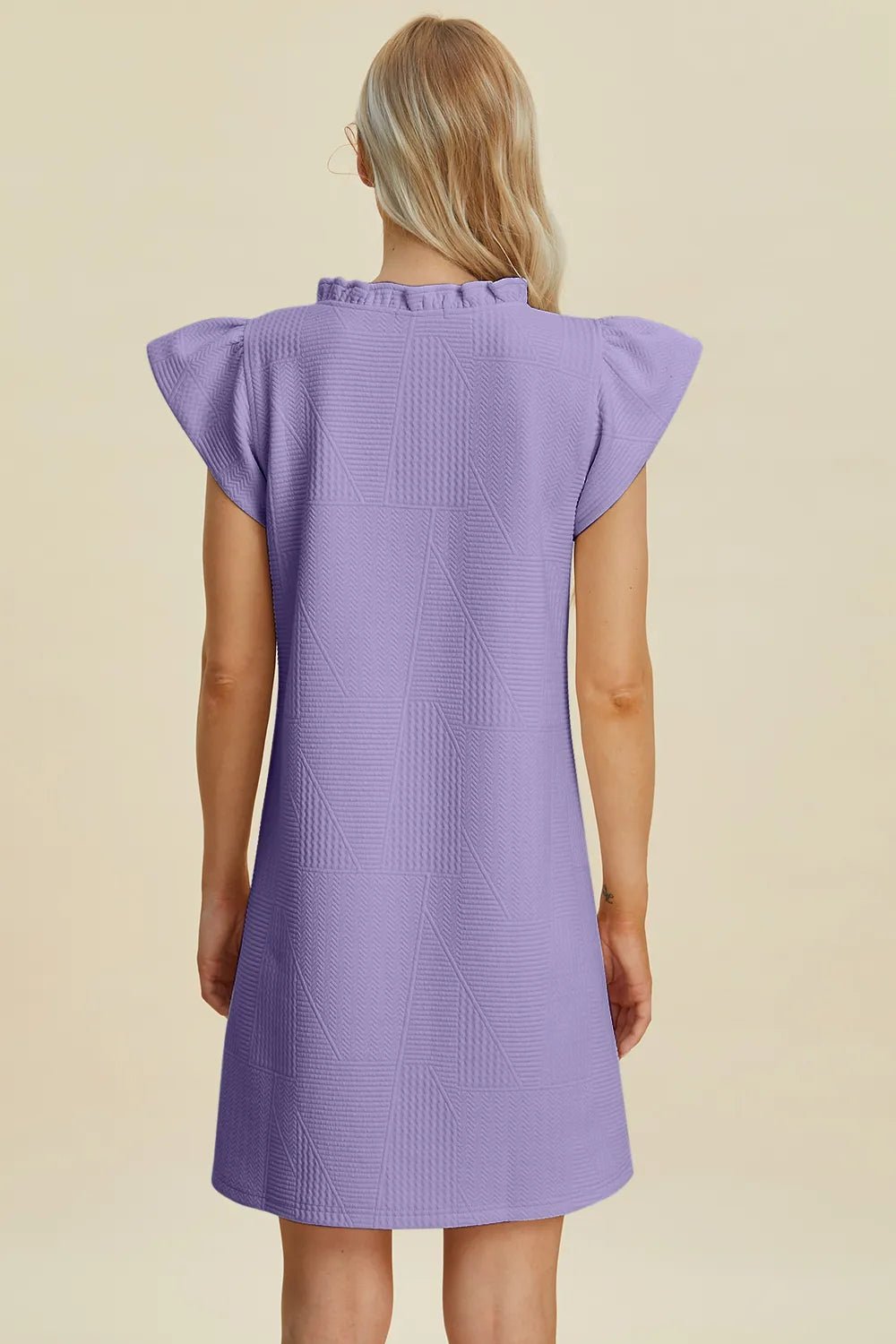 Double Take Full Size Ruffled V-Neck Cap Sleeve Dress 4a6646b4-56b1-4386-ab02-b8e2ca1ee306-Max