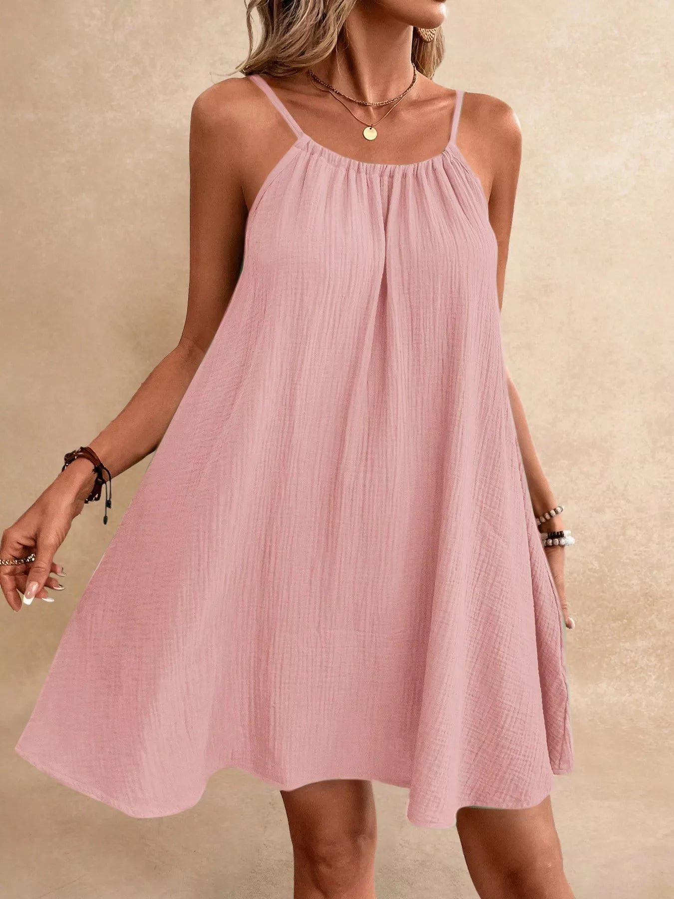 Casual Spaghetti Strap Gauze Dress 4ac64e3d0ded41c4bc25935fada596eb-Max-Origin