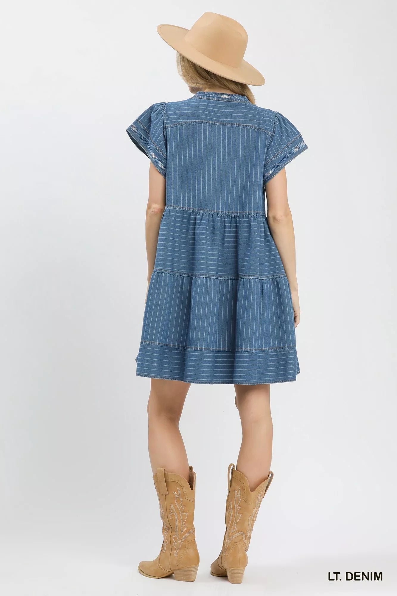 Umgee Chambray Tiered Babydoll Dress 4b4e9ab7-bc2f-4662-8bd5-8b11824cc86d-Max-Origin