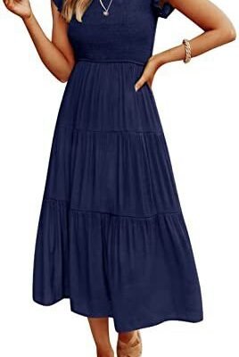 Gathered Layered Short Sleeve Swing Dress Gathered Layered Short Sleeve Swing Dress
