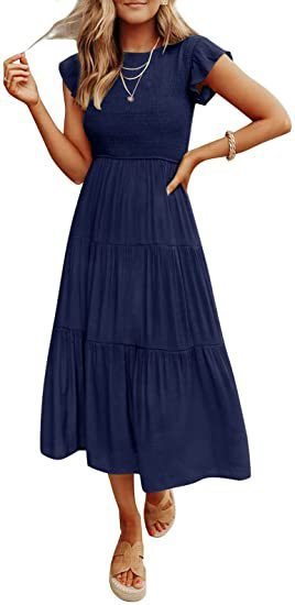 Gathered Layered Short Sleeve Swing Dress Gathered Layered Short Sleeve Swing Dress - Image 10
