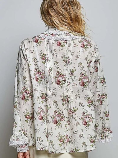 POL Floral Lace Trim Pintuck Button-Down Shirt 4fe658c1-48b8-4bbc-a4da-c9c29fcb874d-Max-Origin