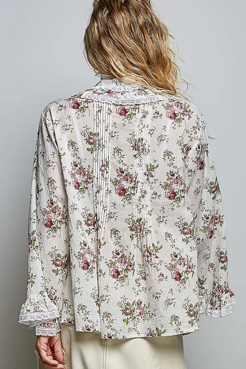 POL Floral Lace Trim Pintuck Button-Down Shirt 4fe658c1-48b8-4bbc-a4da-c9c29fcb874d-Max-Origin