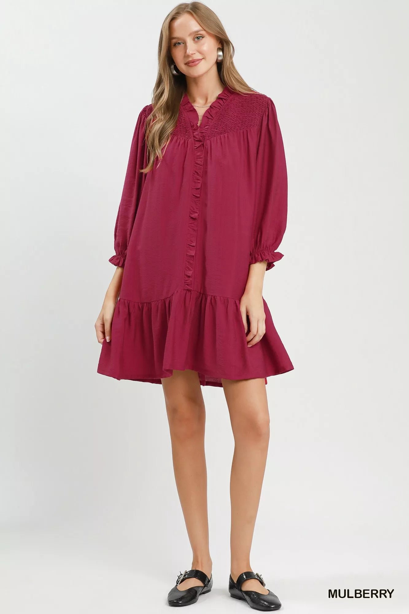 Umgee Smocked Ruffle Detail Tiered Mini Dress 521469fb-8637-45ff-a7b0-ef0591b20cec-Max-Origin