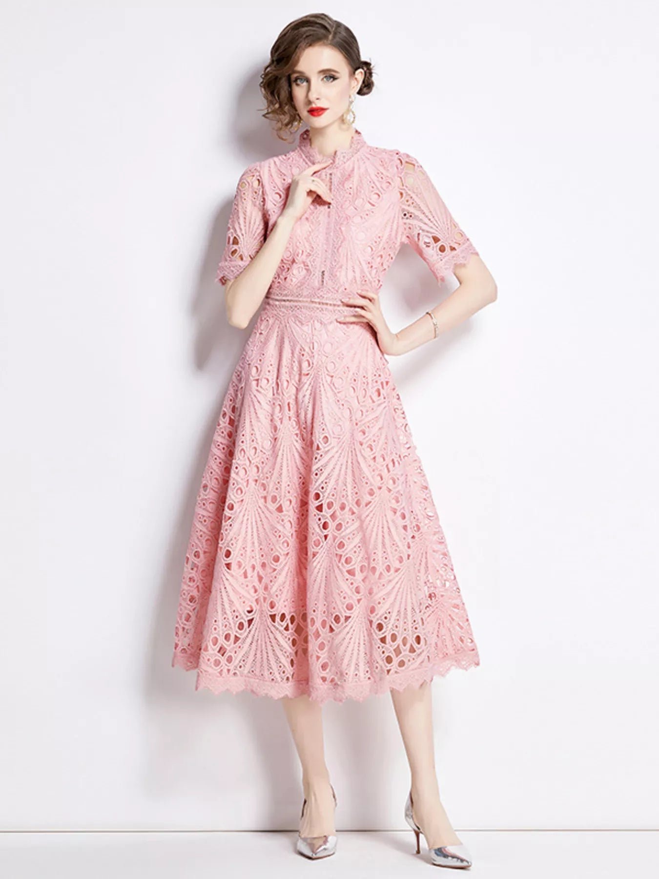 Full Size Lace Short Sleeve Midi Dress Plus Size 5217f9524301483f9696de8dc921c9da-Max-Origin
