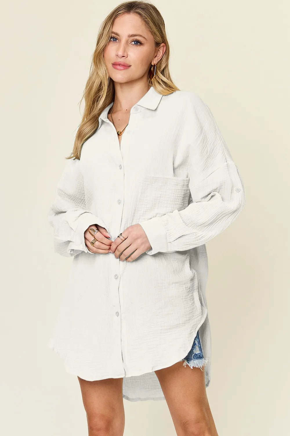 Double Take Full Size Pocketed Texture Button Up Shirt 52694dd5-ce60-4215-ac5f-4ee56abe9b77-Max