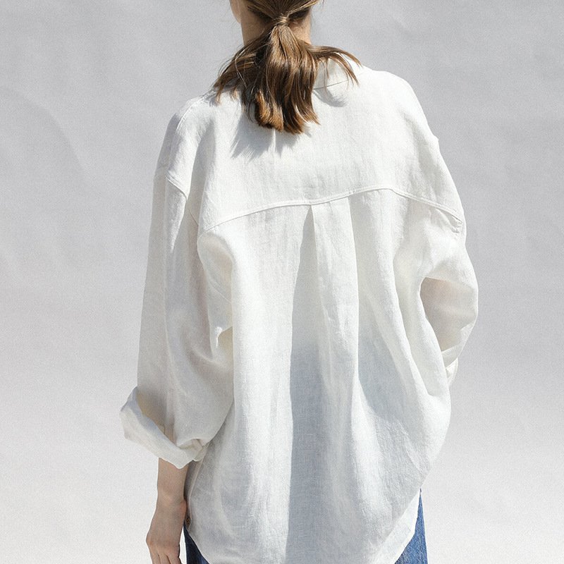 Niche Design Pure Linen Shirt Turn-down Collar Coat Women Niche Design Pure Linen Shirt Turn-down Collar Coat Women - Image 8