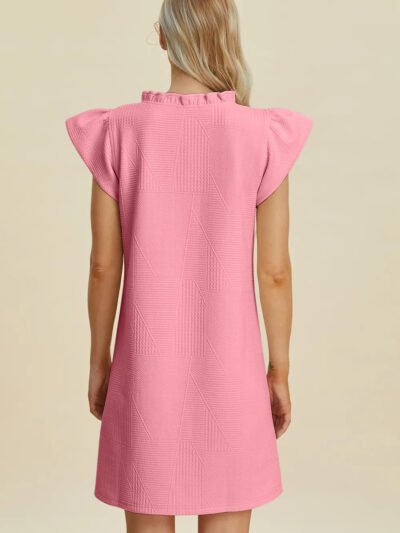 Double Take Full Size Ruffled V-Neck Cap Sleeve Dress 54c847b6-d14e-4bbf-bc5a-2c6557431108-Max