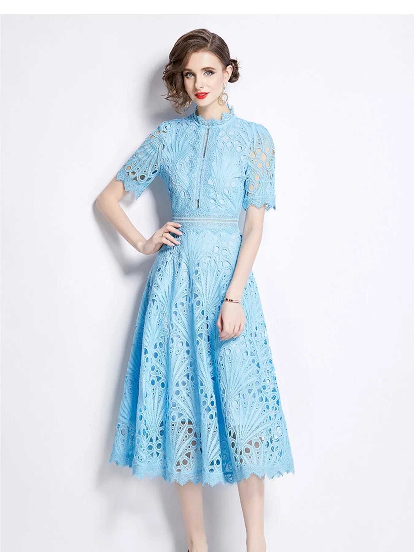 Full Size Lace Short Sleeve Midi Dress Plus Size 5521318f83c84799be228de6ce70744d-Max-Origin