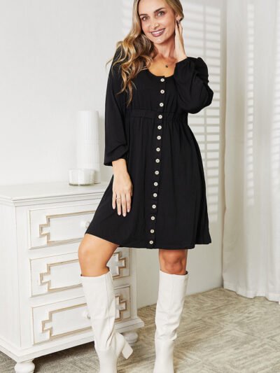 Double Take Scoop Neck Empire Waist Long Sleeve Magic Dress 559e532e9f9a4ae587bd7e7709e1d2f9-Max
