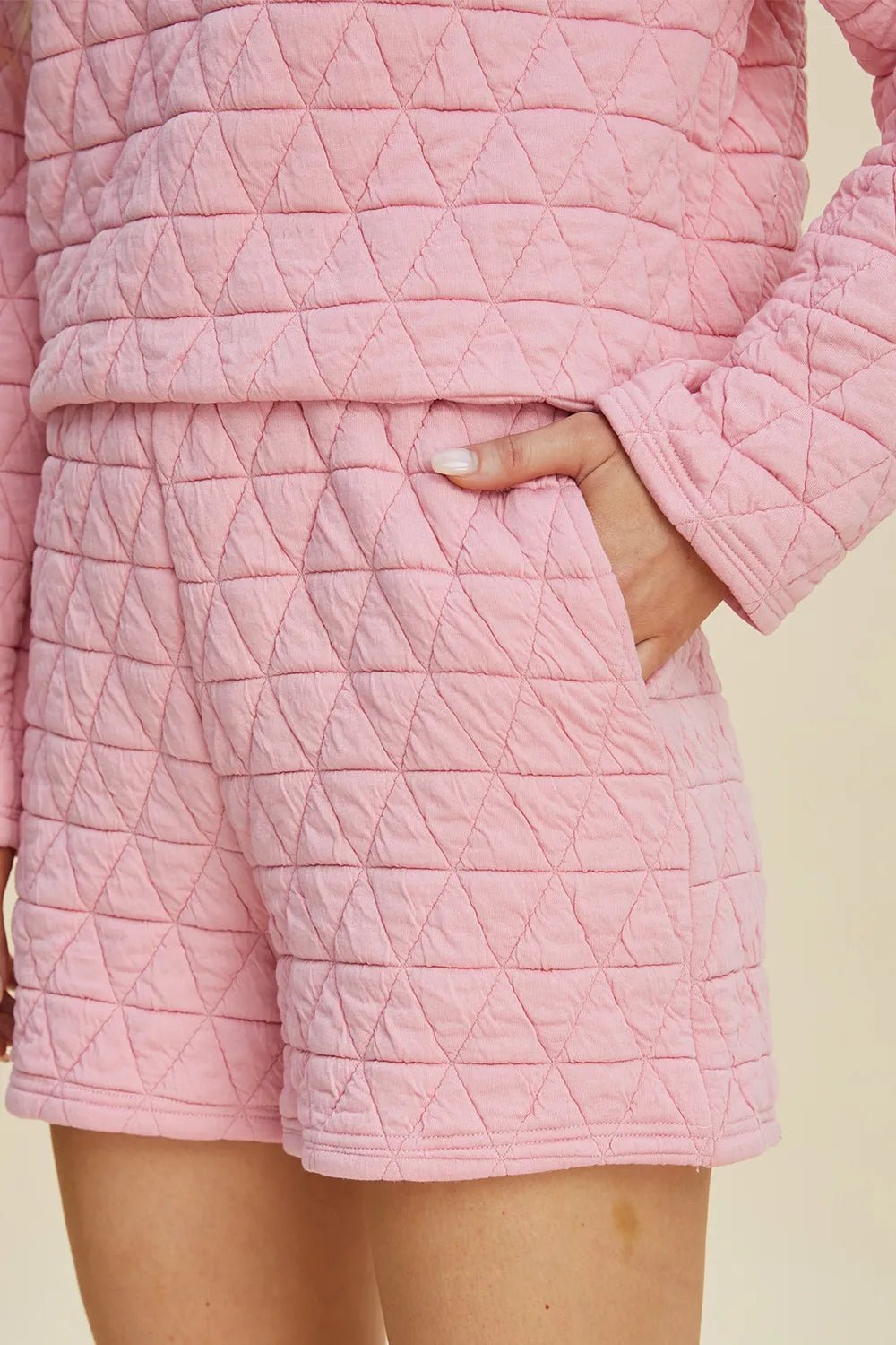 Double Take Full Size Texture Round Neck Long Sleeve Top and Shorts Set 56610d73-aab3-4b32-9d49-ca92c9d037df-Max