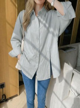 Women's Button Side Slit Shirt – Loose Fit Casual Blouse - Image 7