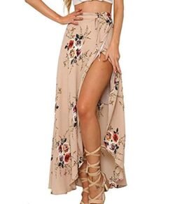 Floral Bohemian Maxi Skirt split long beach skirt for women