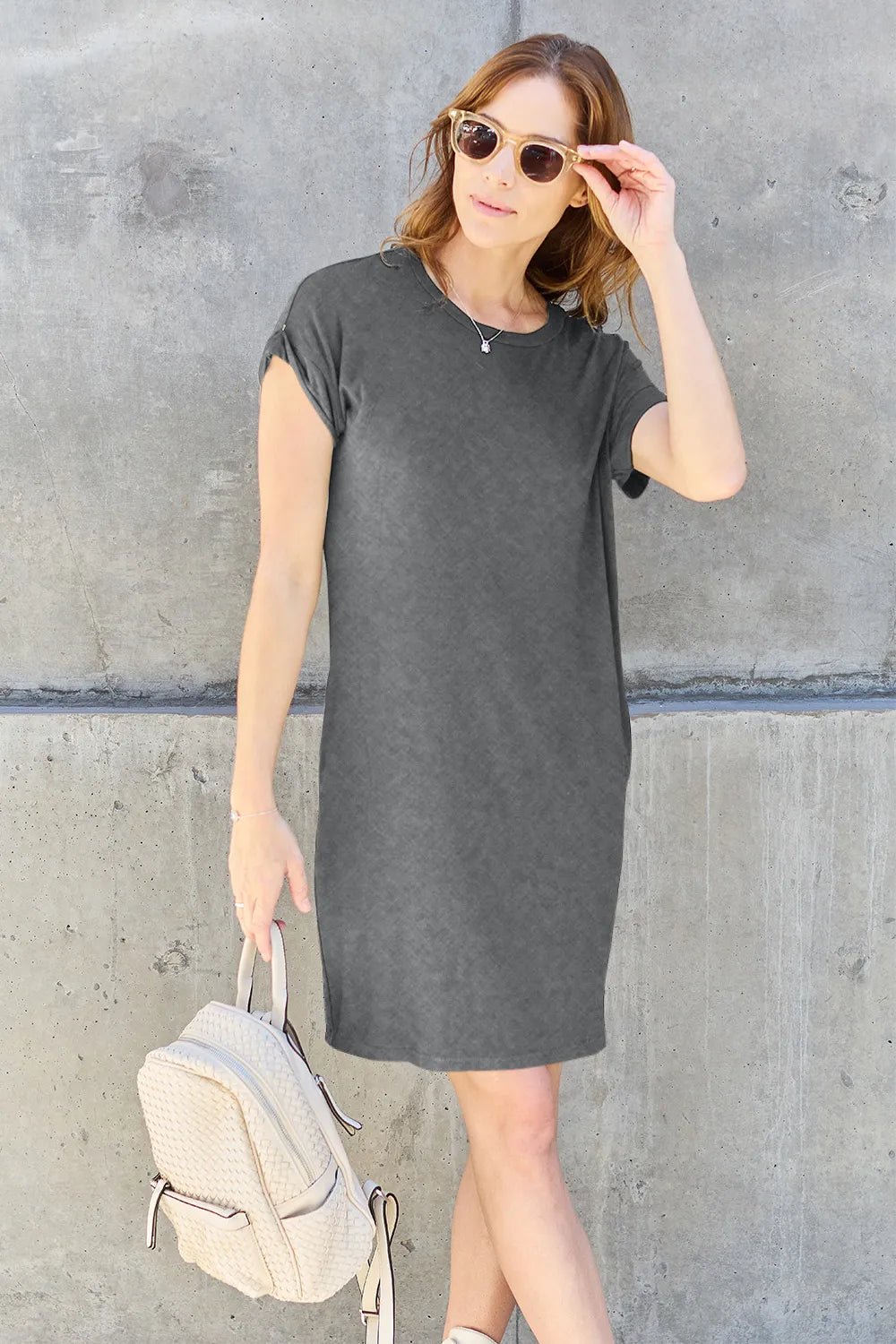 Basic Bae Full Size Round Neck Short Sleeve Dress with Pockets 5a5f006a-c92e-4008-bcbb-7e0936556ab9-Max