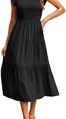 Gathered Layered Short Sleeve Swing Dress Gathered Layered Short Sleeve Swing Dress