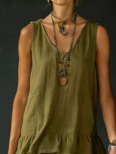 Full Size Ruffled Hem V-Neck Sleeveless Dress Plus Size 606a1960-d6f9-49d7-815f-33bc225c4128-Max-Origin