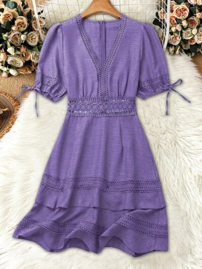 Lace Detail V-Neck Mini Dress 633a01be-2323-4914-8a9c-38931f0c0f44-Max-Origin