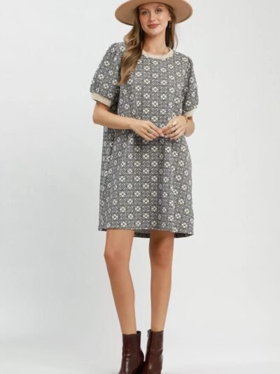 Umgee Floral Textured Puff Sleeve Mini Dress 6403fe66-d3a3-4f70-99f8-4cf2834843eb-Max-Origin